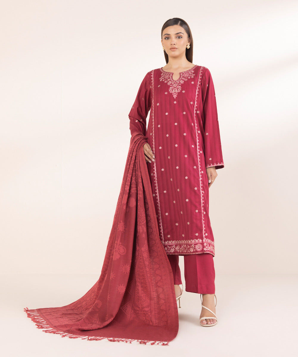 Women's Pret Pink Solid Blended Shawl