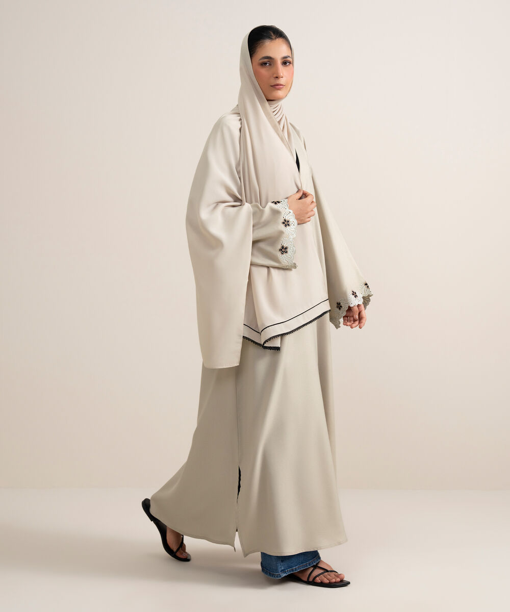 Women's Grey Regular Abaya Set