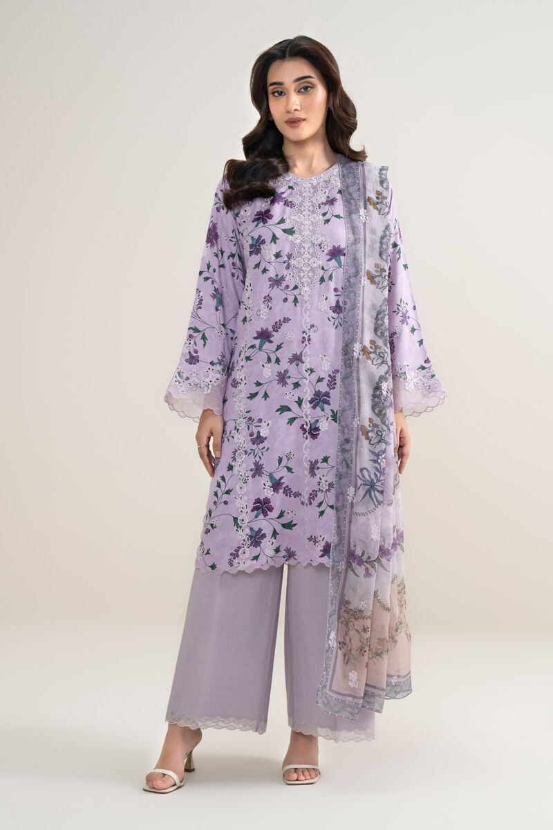 3 Piece - Embroidered Satin Suit