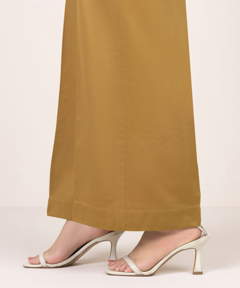 Women's RTW Cambric Solid Brown Culottes