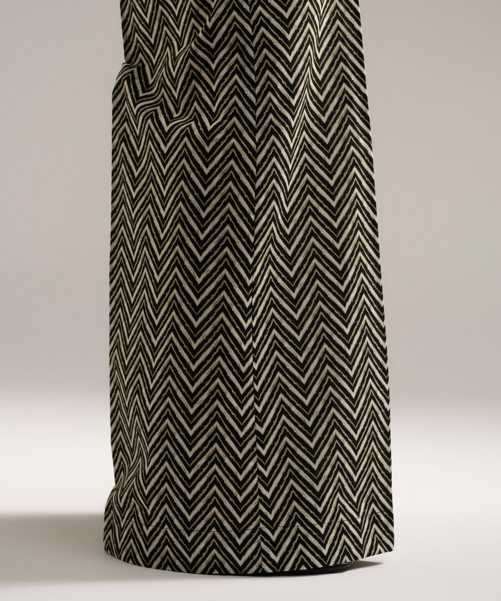 Women's RTW Cambric Printed Black Flared Pants