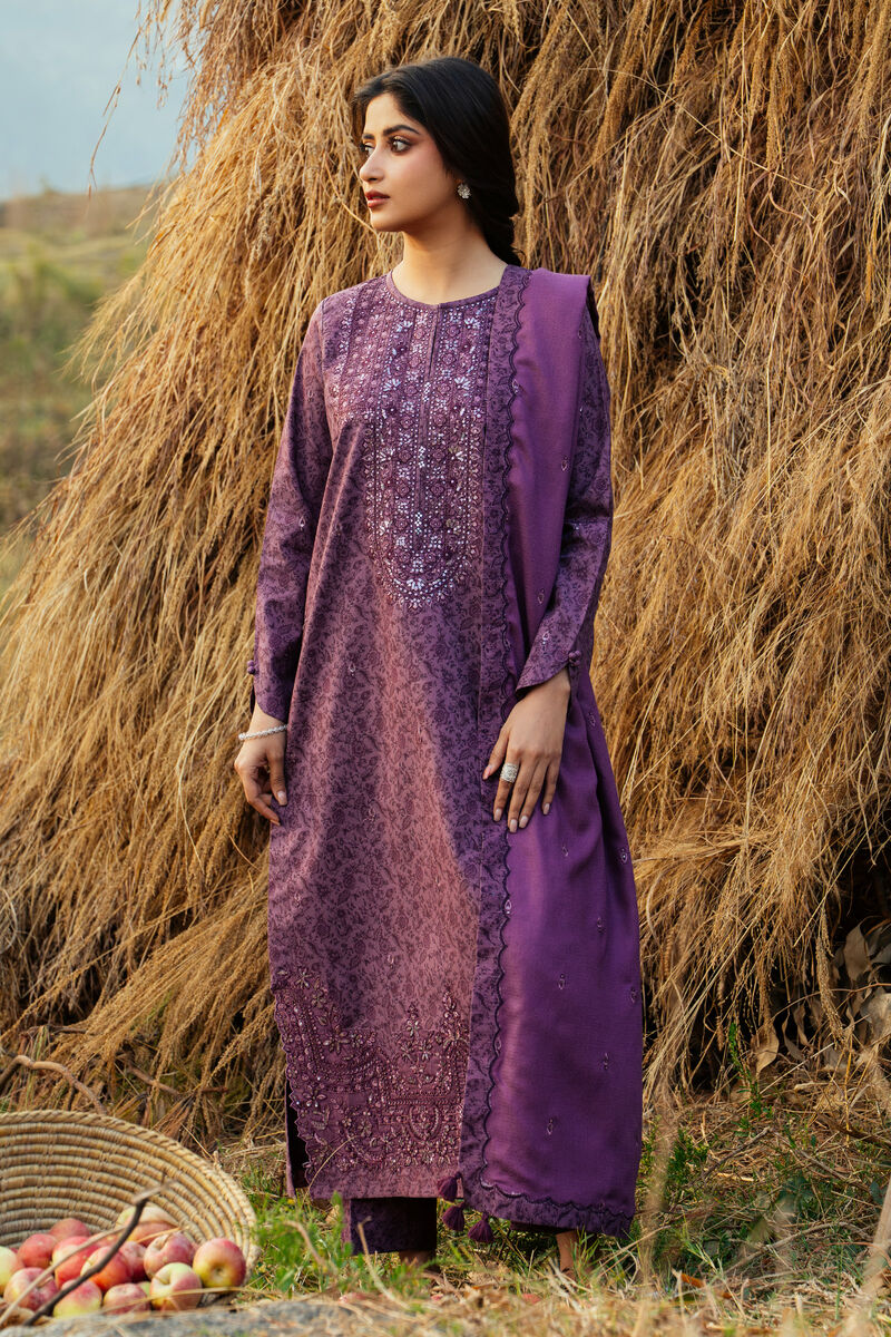 3 Piece - Embroidered Khaddar Suit