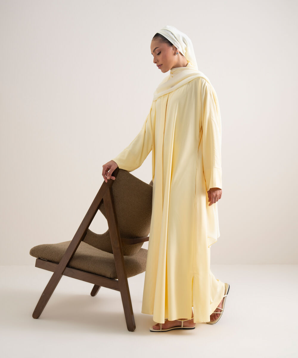 Women's Dusty Yellow Button Through Kimono Abbaya