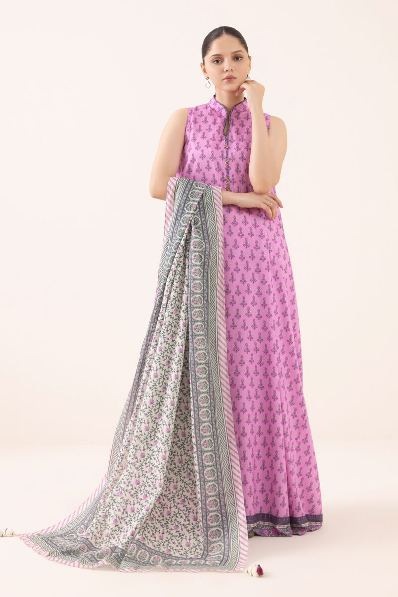 3 Piece - Printed Light Linen Suit