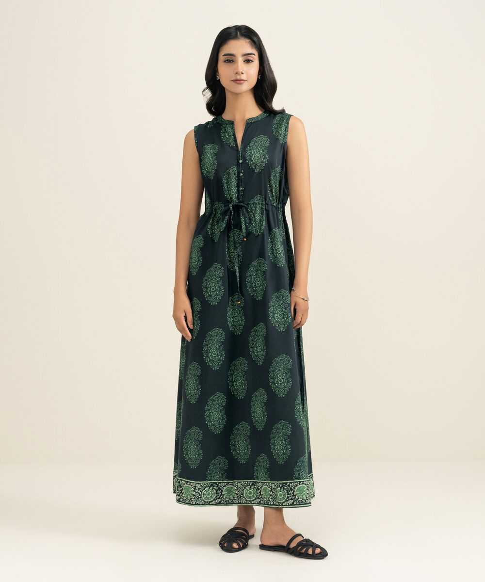 Women's RTW Lawn Printed Black Dress Shirt