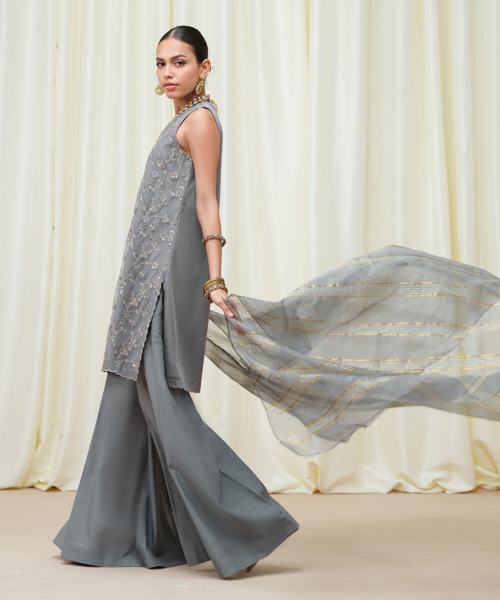 Women's Unstitched Blended Net Dyed Three Piece Suit