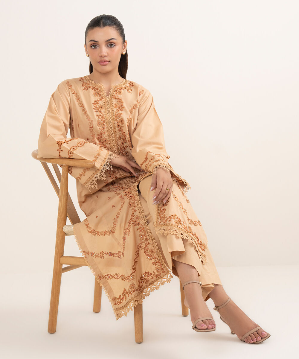 Women's RTW Cambric Brown Dyed Aline Shirt