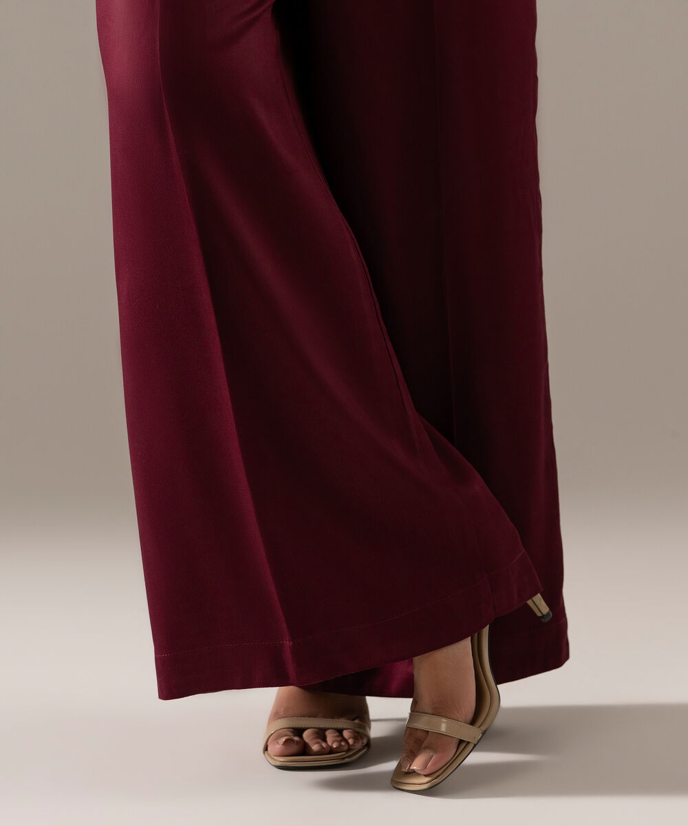 Women's RTW Bedford Solid Plum Flared Pants