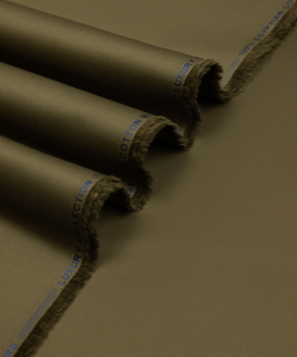 Men's Unstitched Two-Piece Olive Luxury Pima Cotton Suit