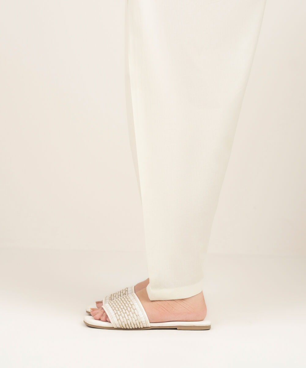 Women's RTW Lawn Solid Off White Shalwar