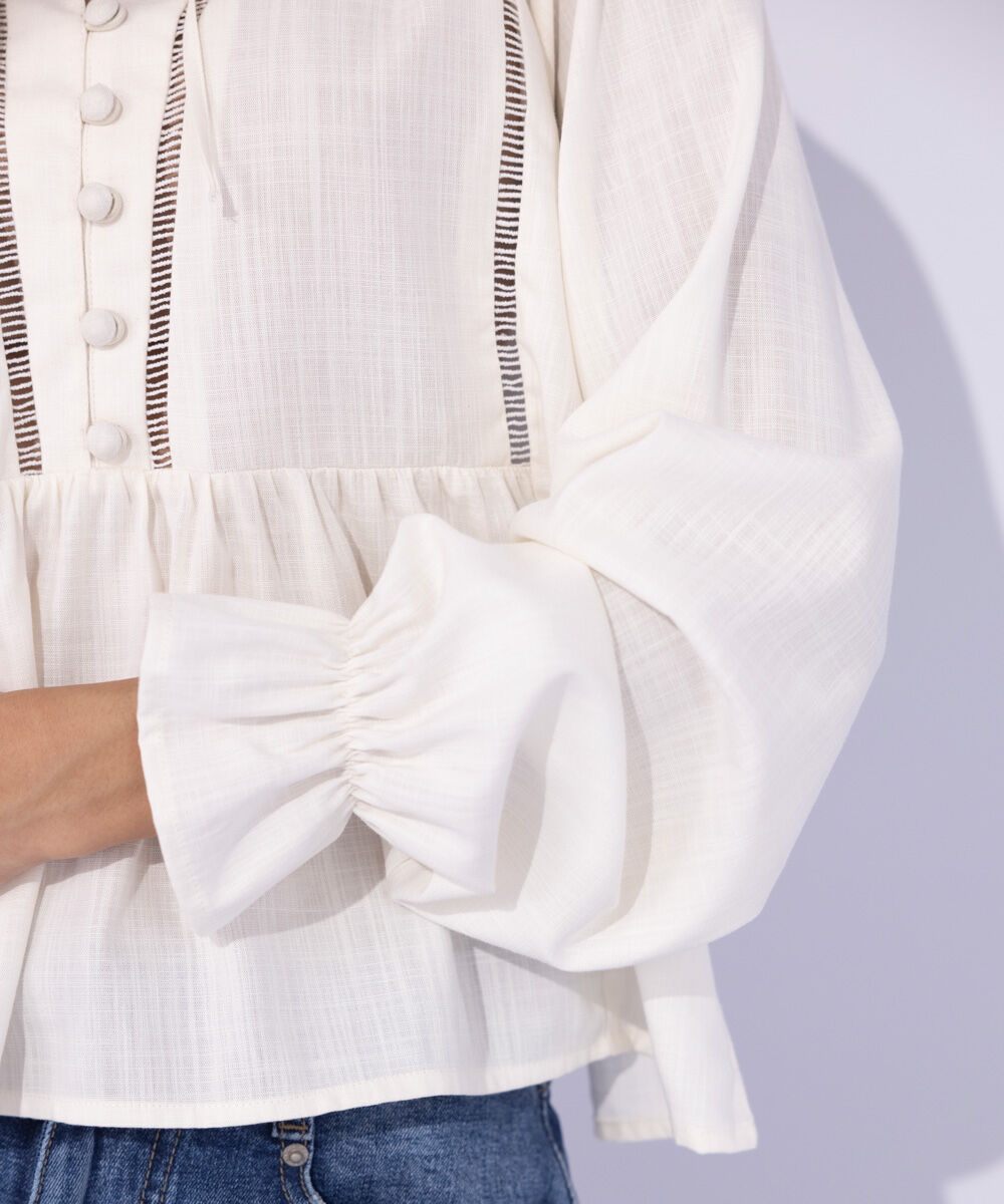 Women's Western Wear White Top With Lace Detail