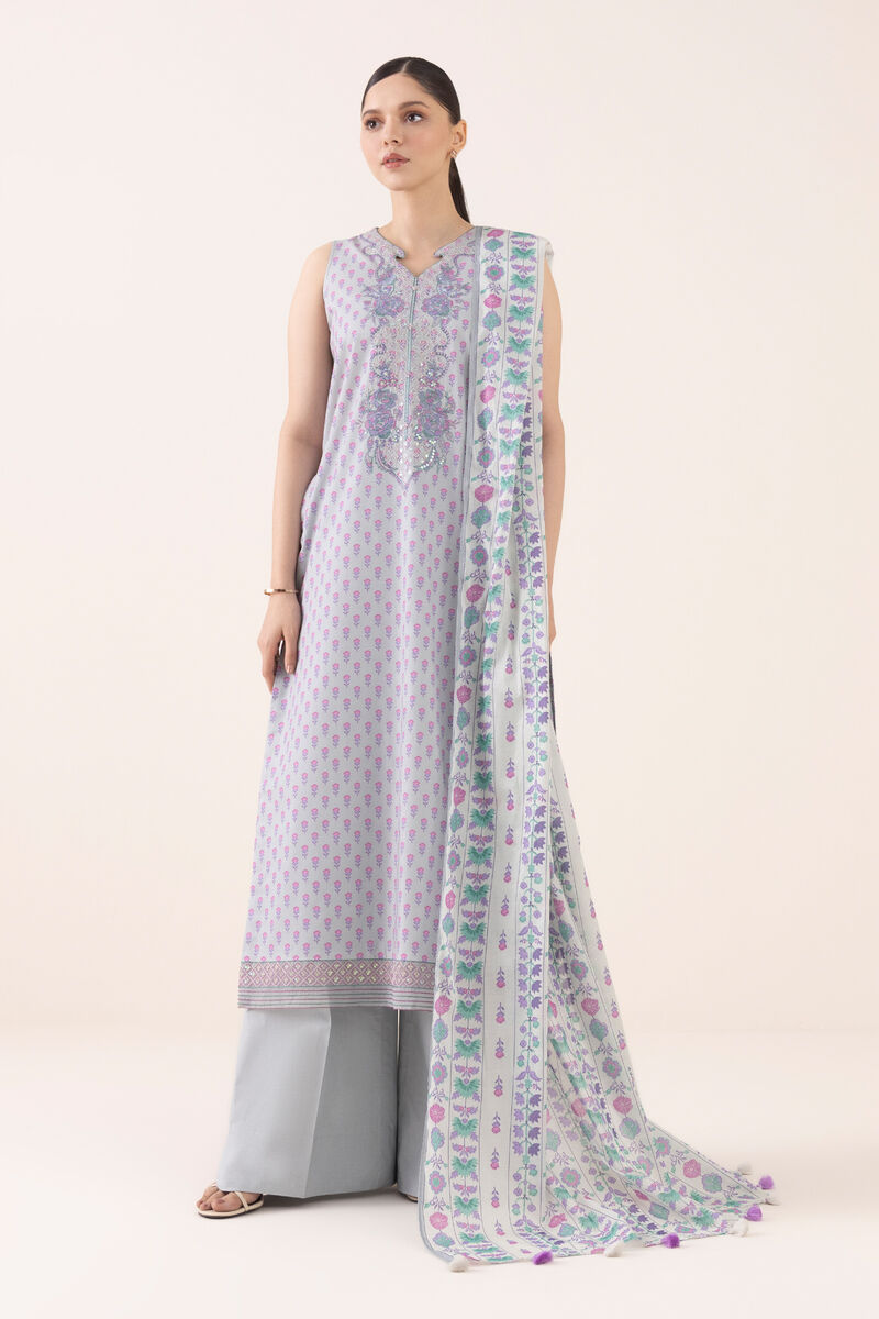3 Piece - Embroidered Cotton Suit