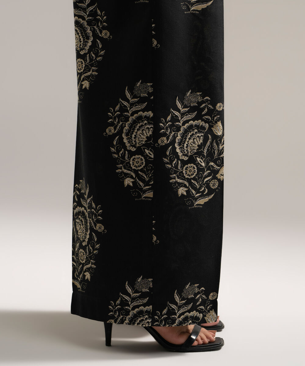 Women's RTW Cambric Printed Black Culottes
