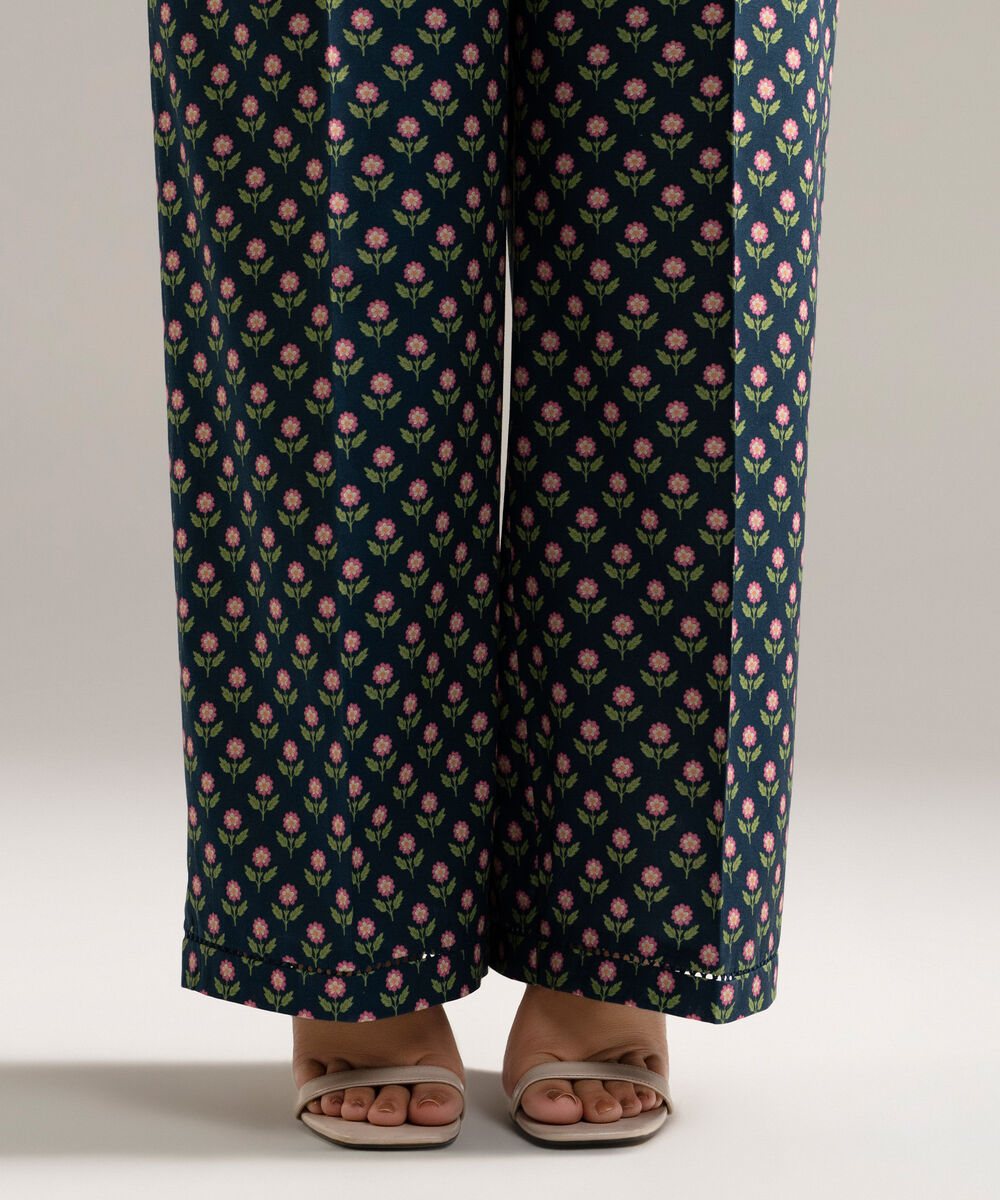 Women's RTW Cambric Printed Blue Culottes