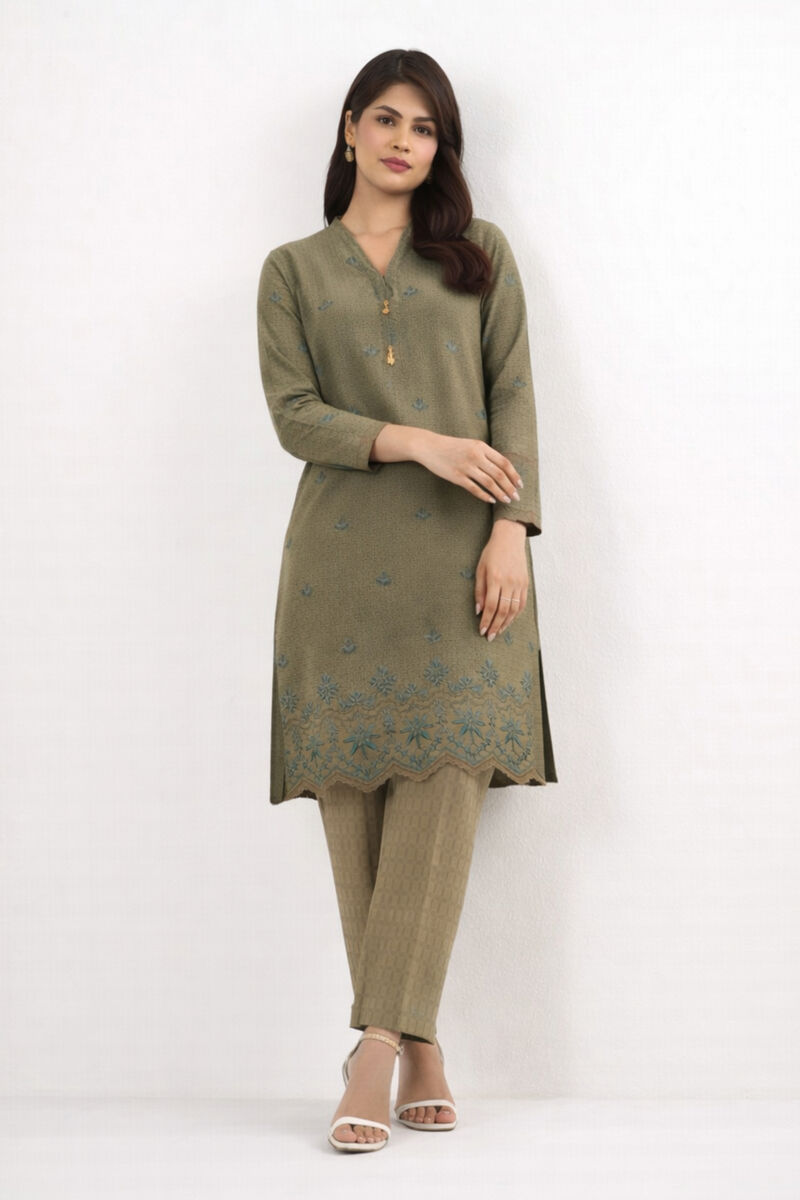 2 Piece - Embroidered 3D Dobby Suit