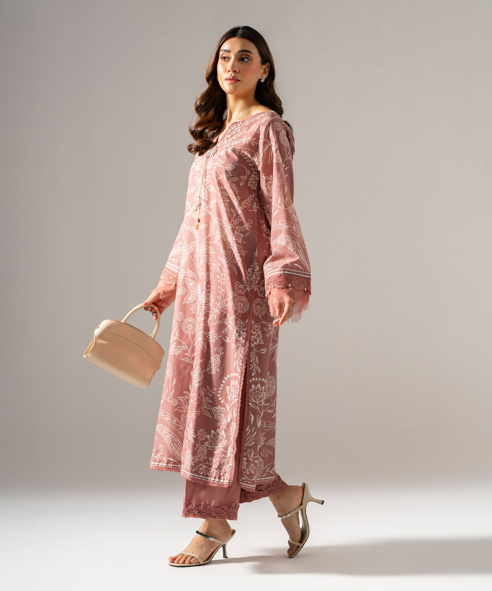 Women's RTW Cross Hatch Printed Pink Straight Shirt