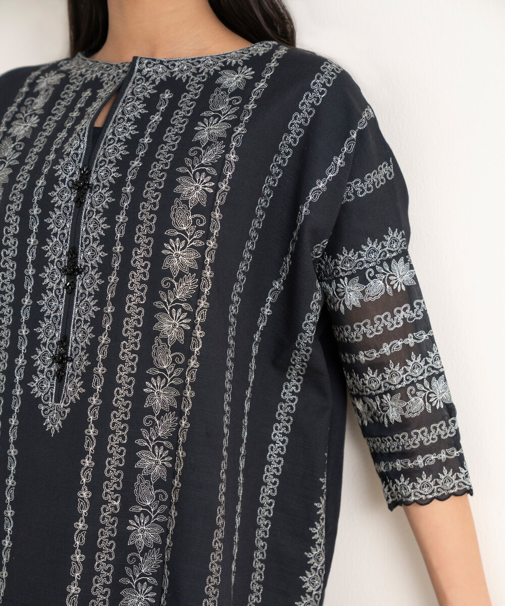 Women's Unstitched Khaddar Embroidered Aqua Green 2 Piece Suit