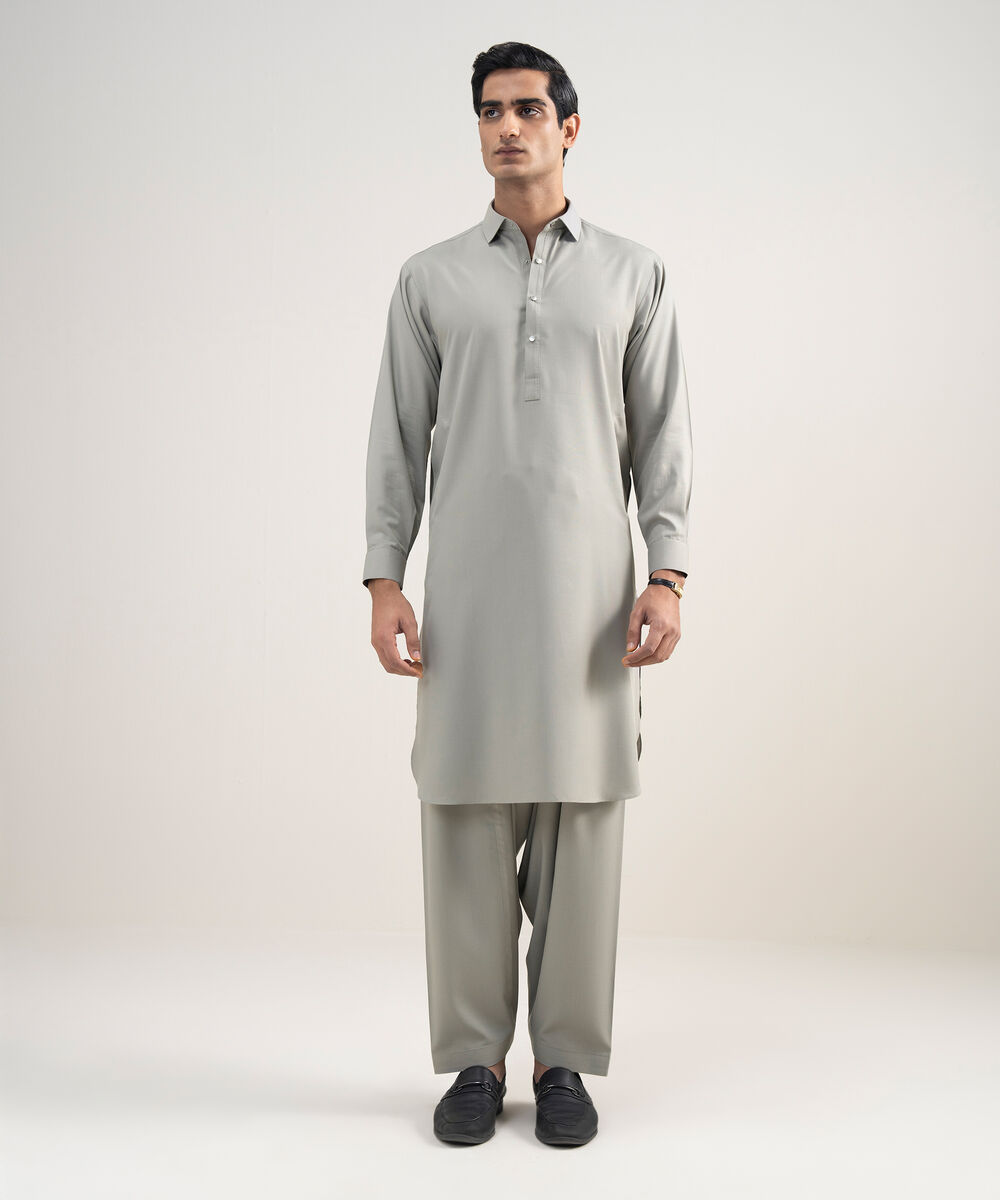 Men's Stitched Premium Blended Grey Suit