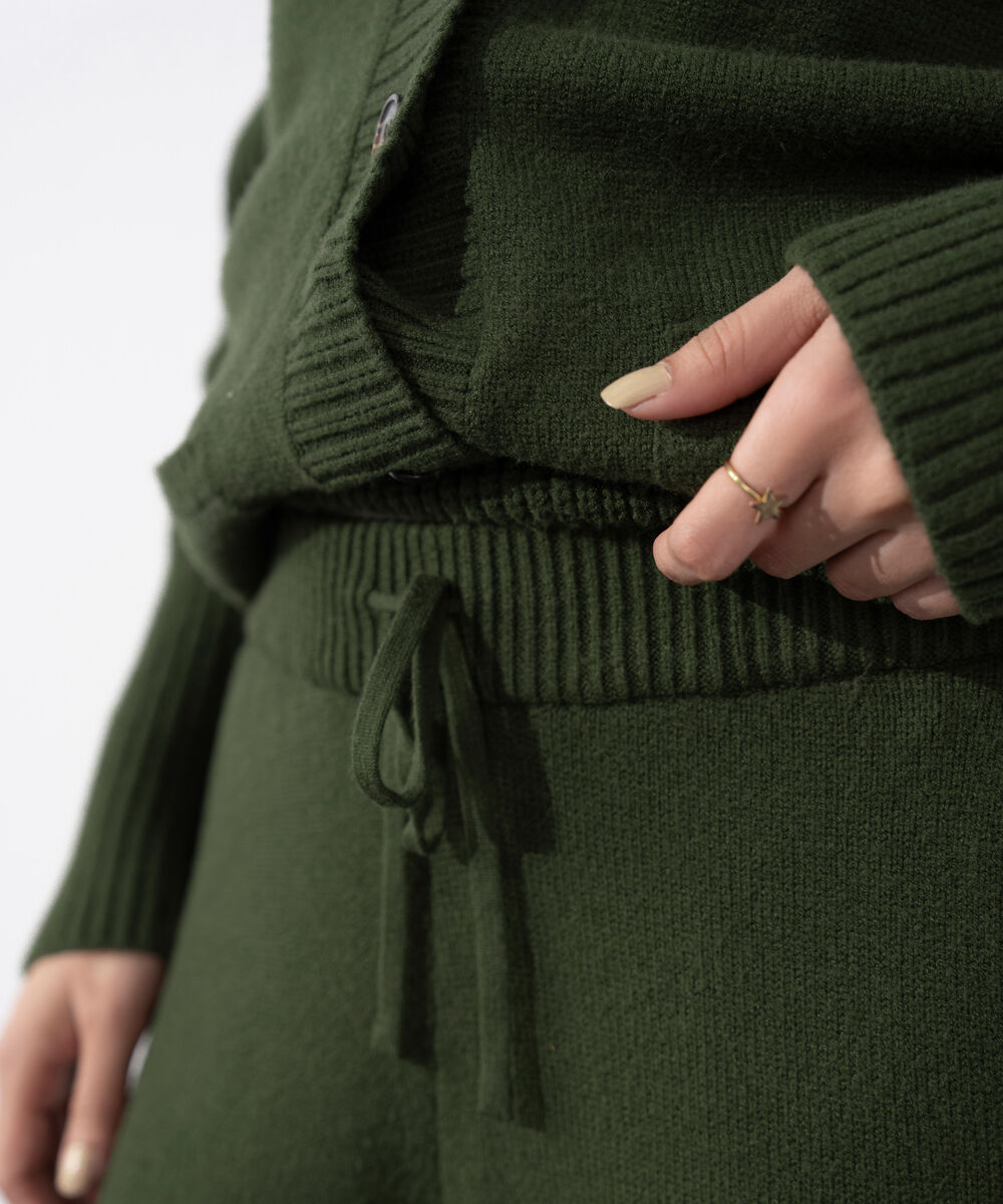 Women's Western Wear Olive Green Pull On Long Knit Trouser