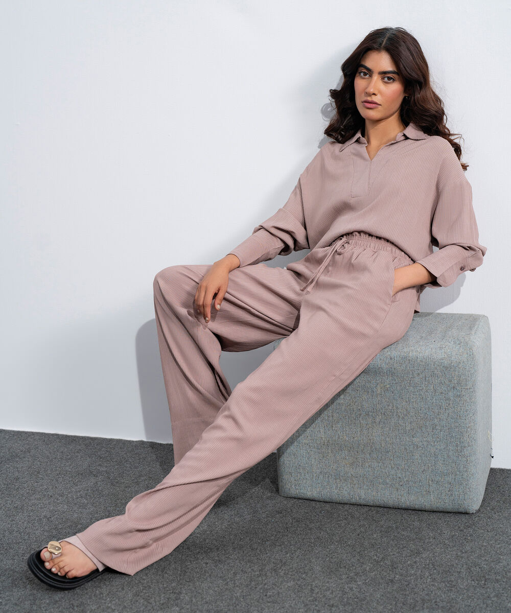 Women's Western Pink Seersucker Pull-On Trousers