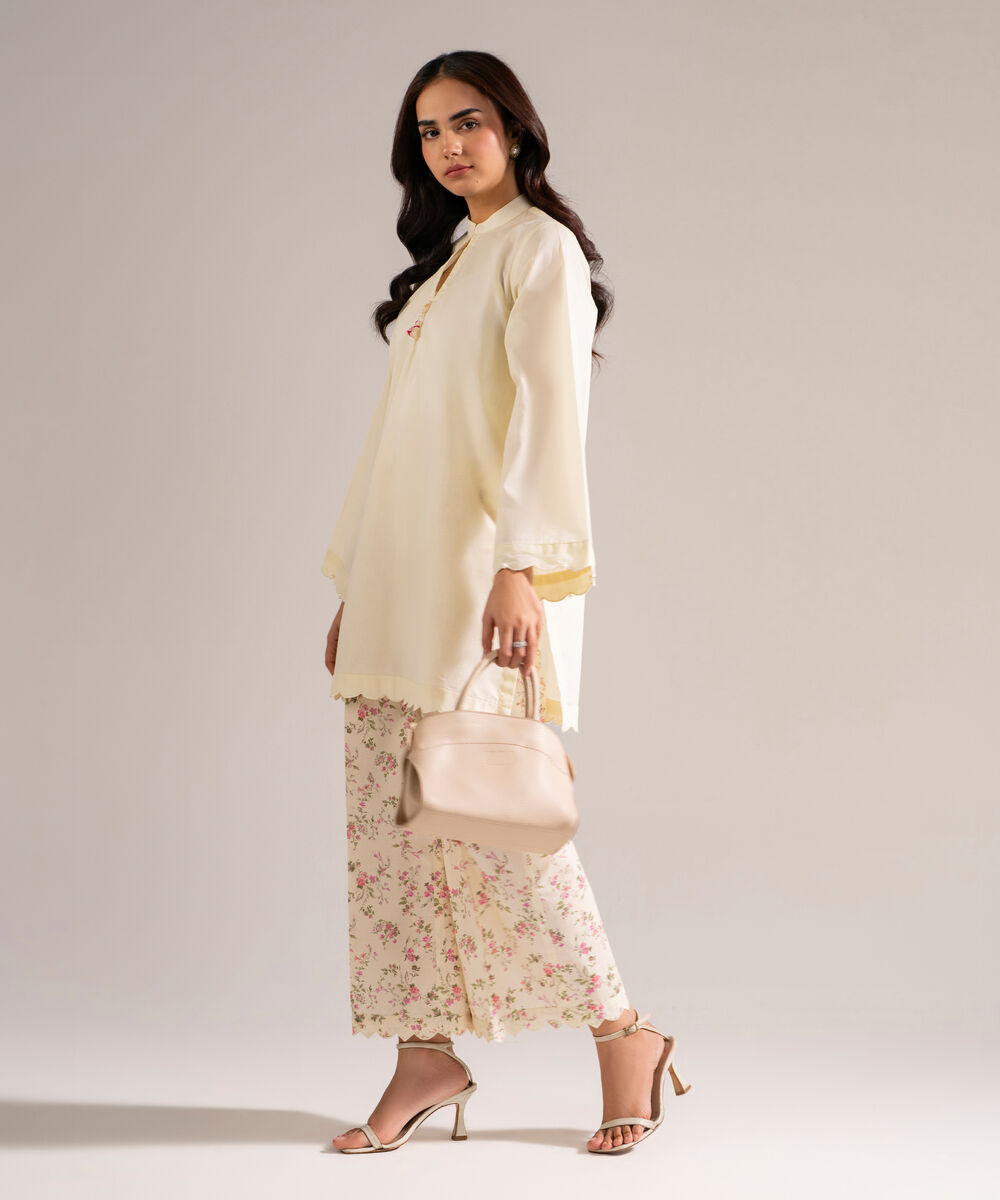 Women's RTW Cambric Solid Pale Yellow Straight Shirt