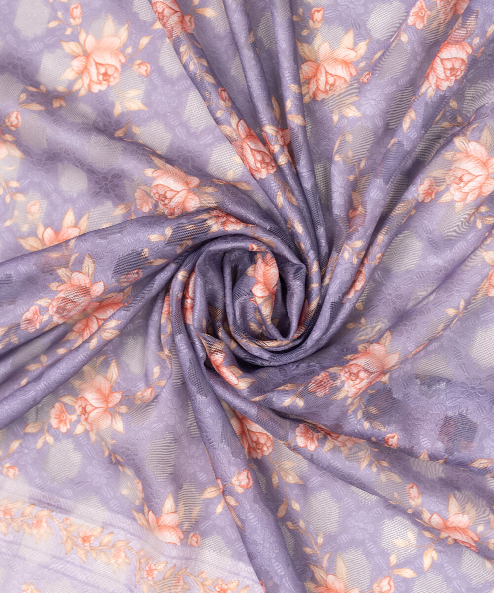 Brochea Jacquard Printed Purple Dupatta