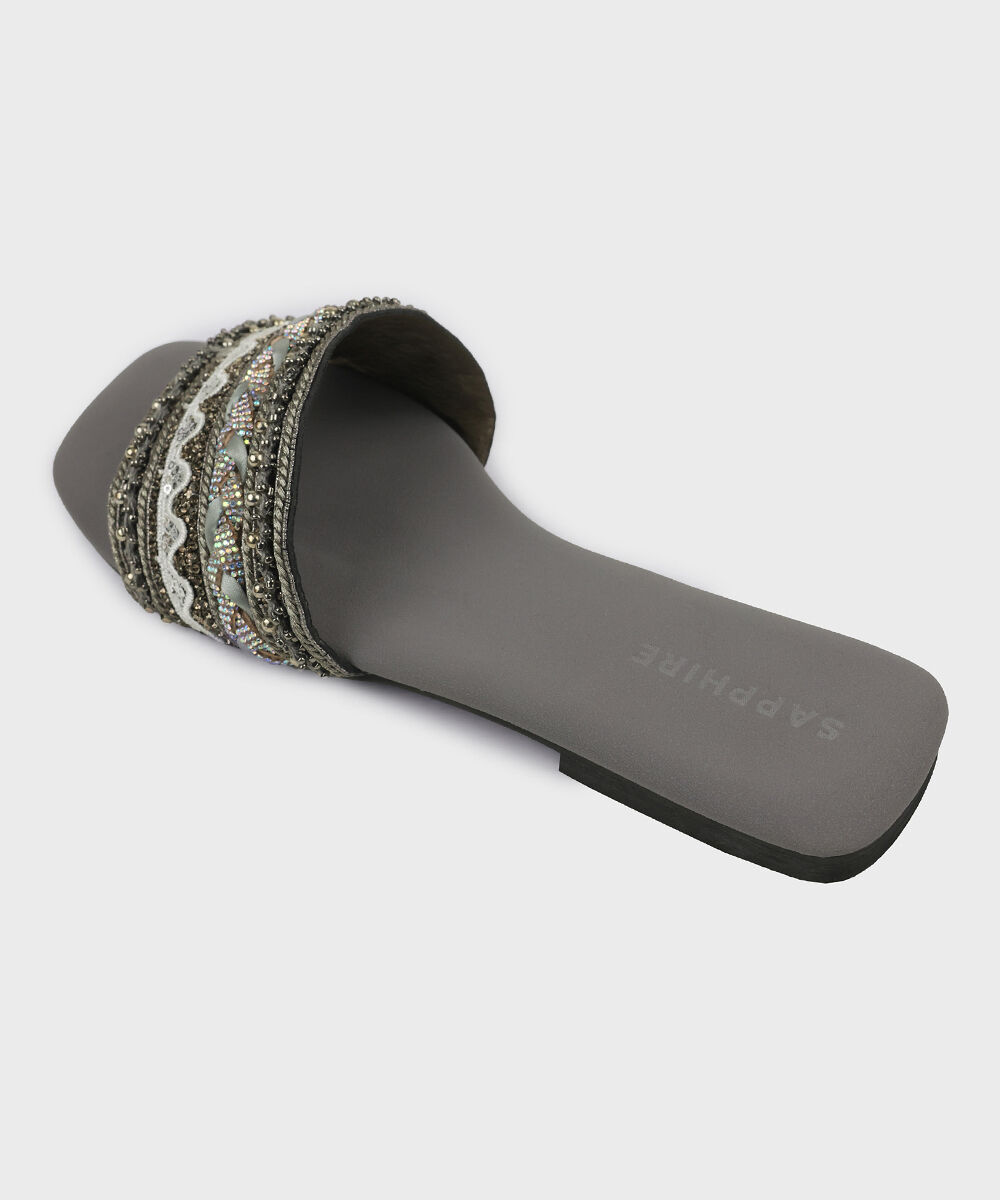 Woman - Grey Grey Embellished Flats