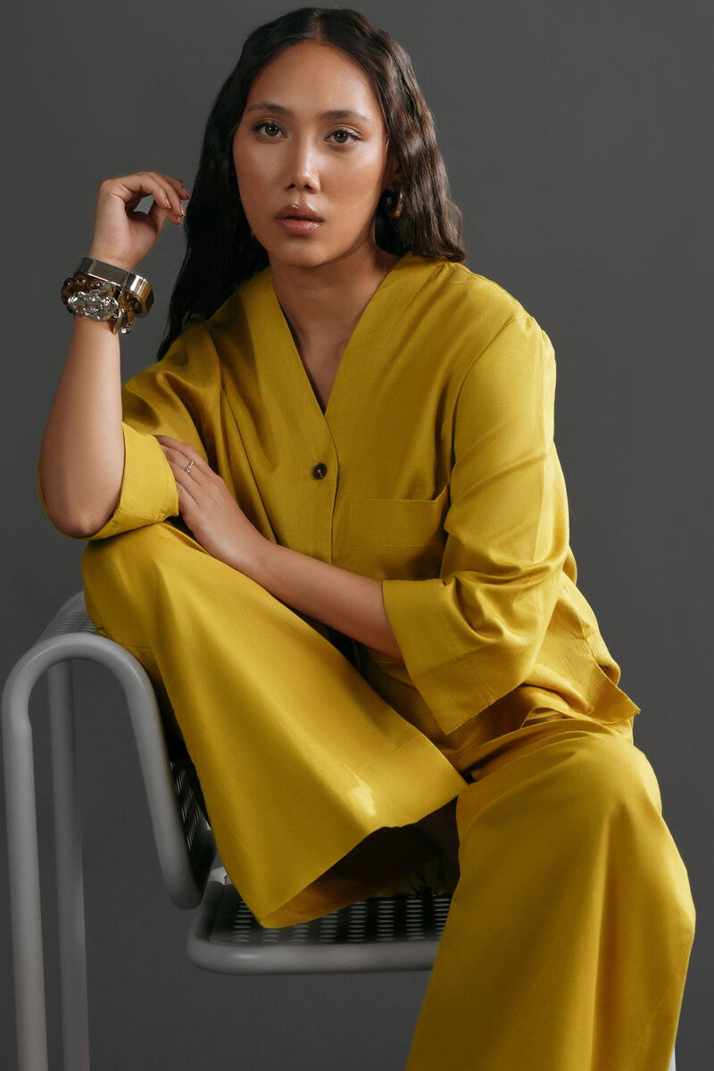 V-Neck Linen Blend Shirt