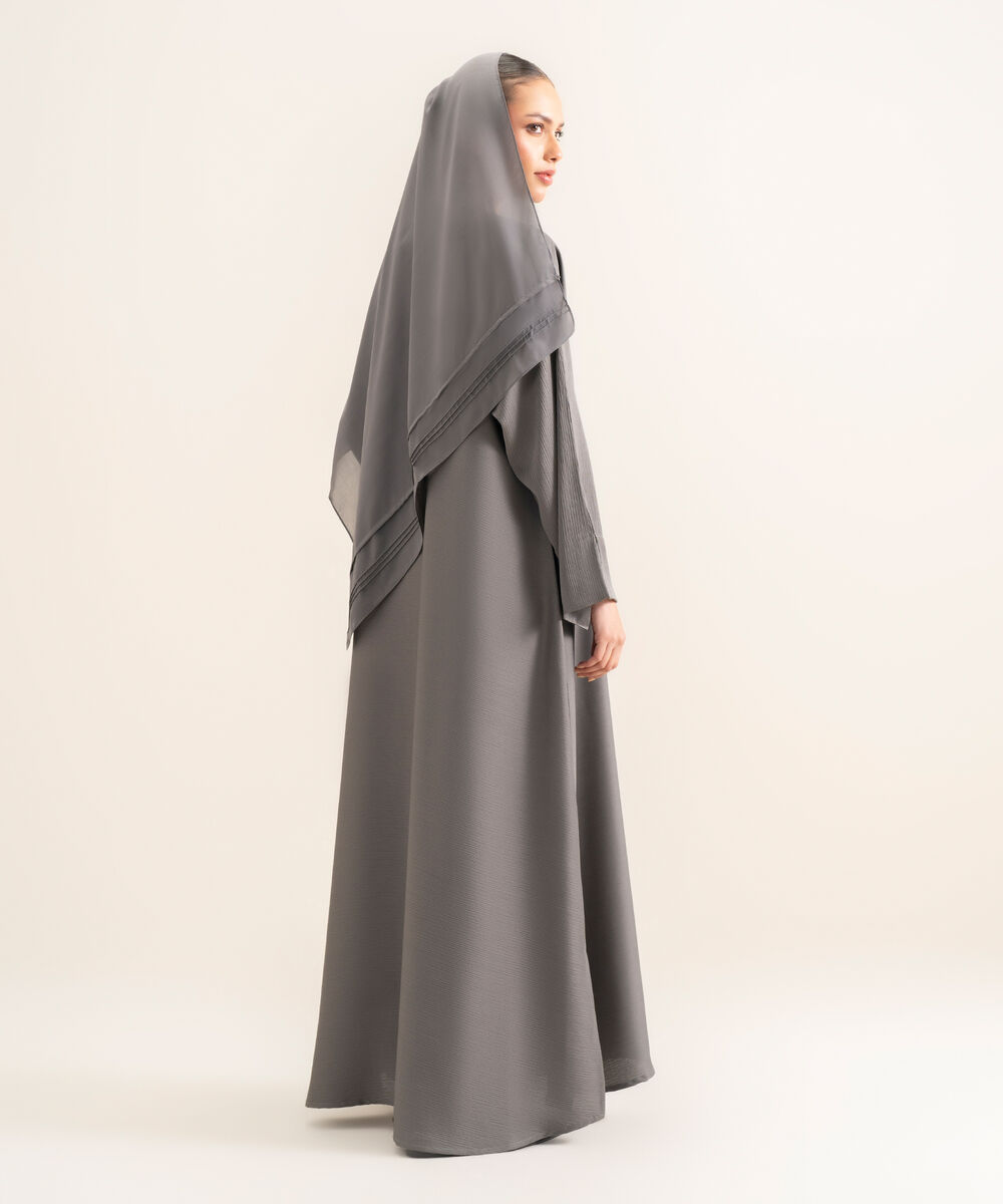 Women's Dark Grey Emroidered Abbaya Set