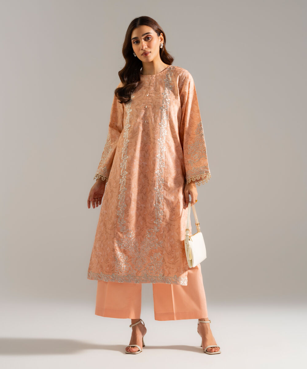 Women's RTW Lawn Embroidered Pink 2 Piece Suit