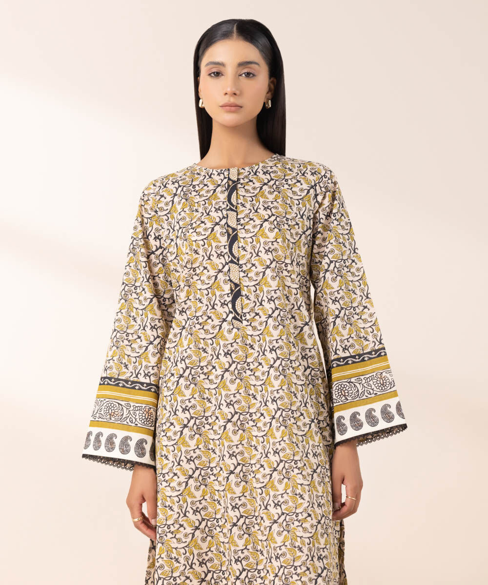 Women's Pret Yarn Dyed Multi Printed A-Line Shirt