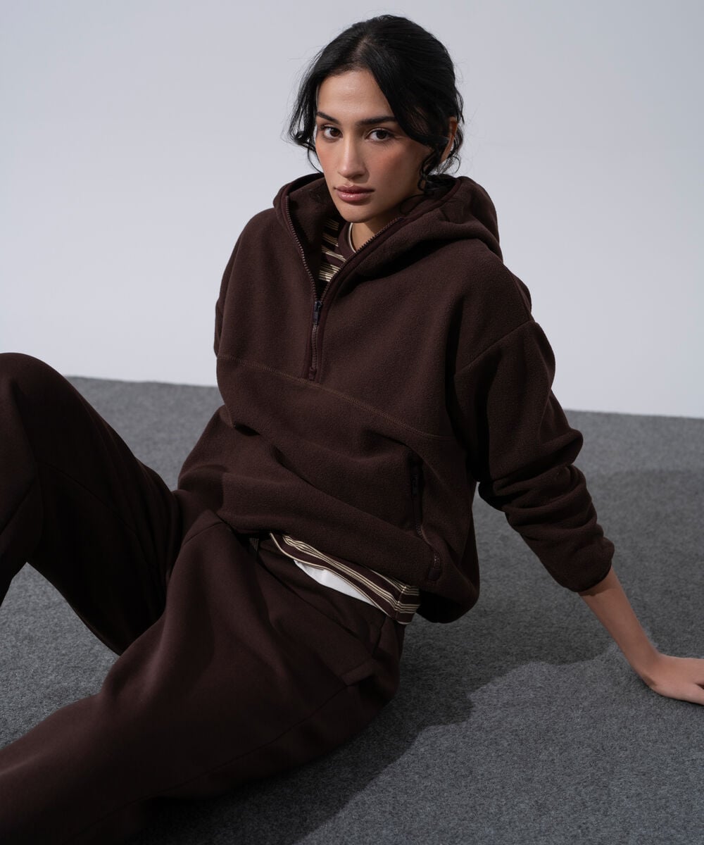 Women's Western Wear Brown Fleece Jogger Trousers