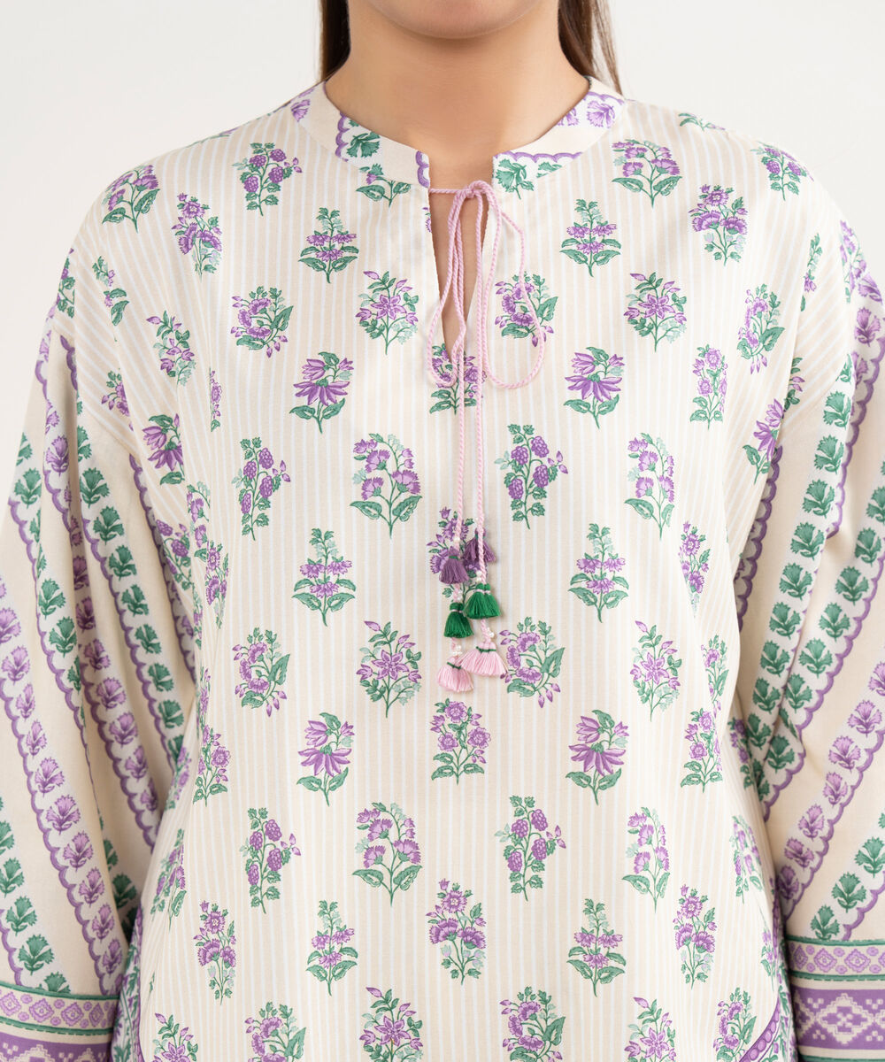 Women's Unstitched Cotton Printed Multi Three Piece Suit