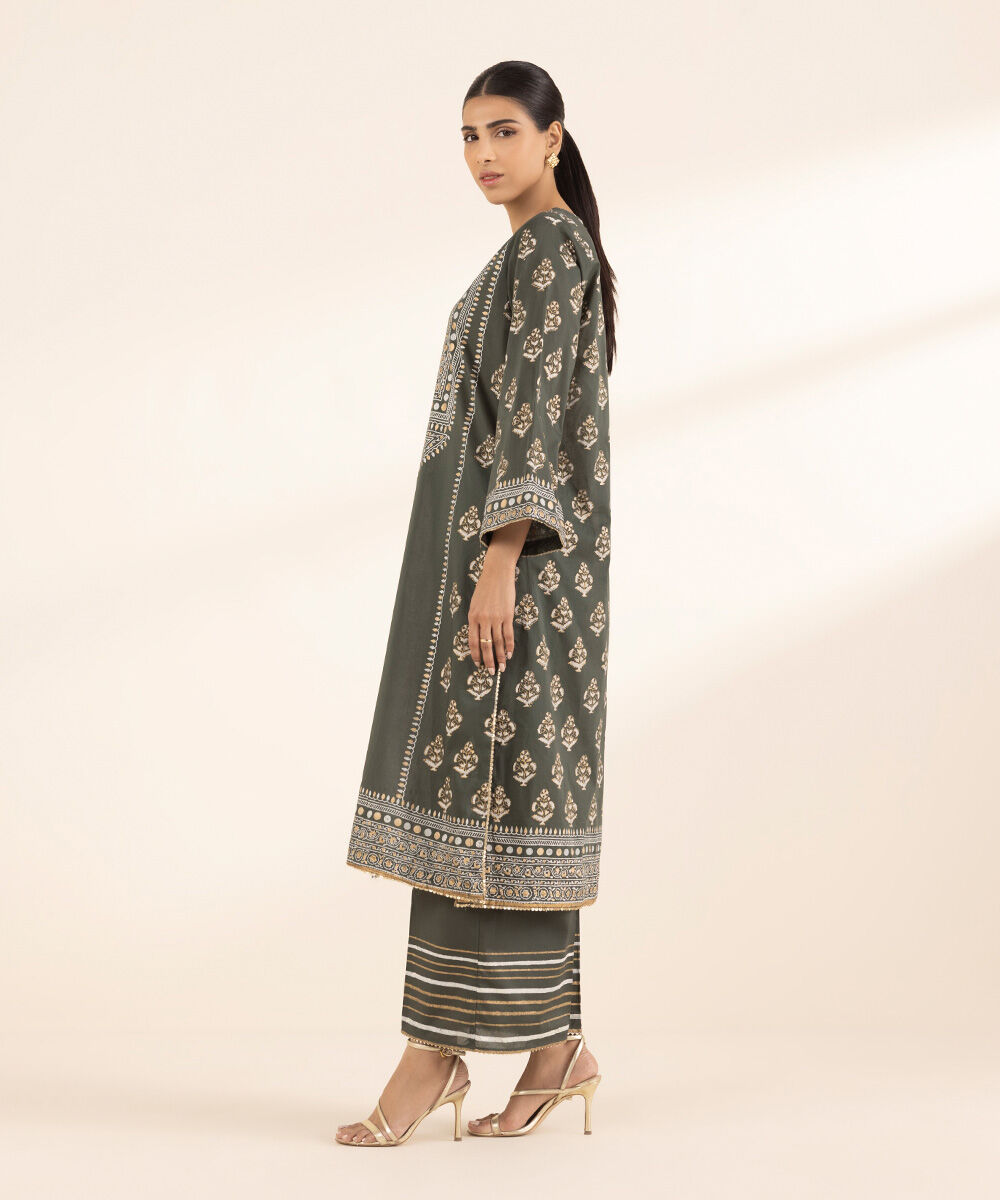 Women's RTW Lawn Green Printed A-Line Shirt