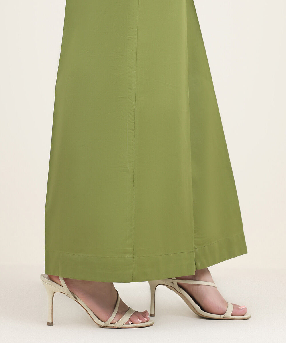 Women's RTW Cambric Green Solid Culottes