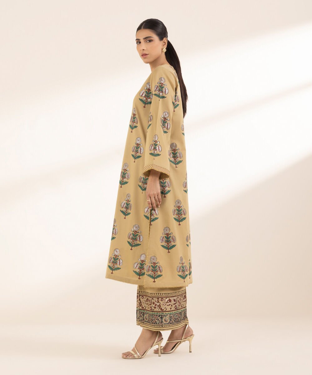 Women's RTW Lawn Brown Printed A-Line Shirt