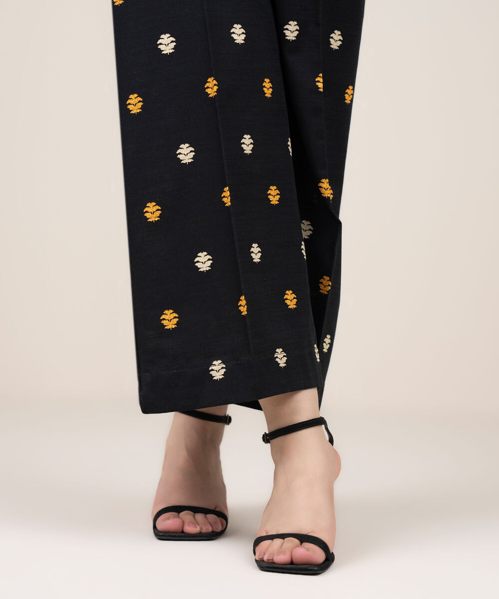 Women's RTW Khaddar Printed Black Culottes