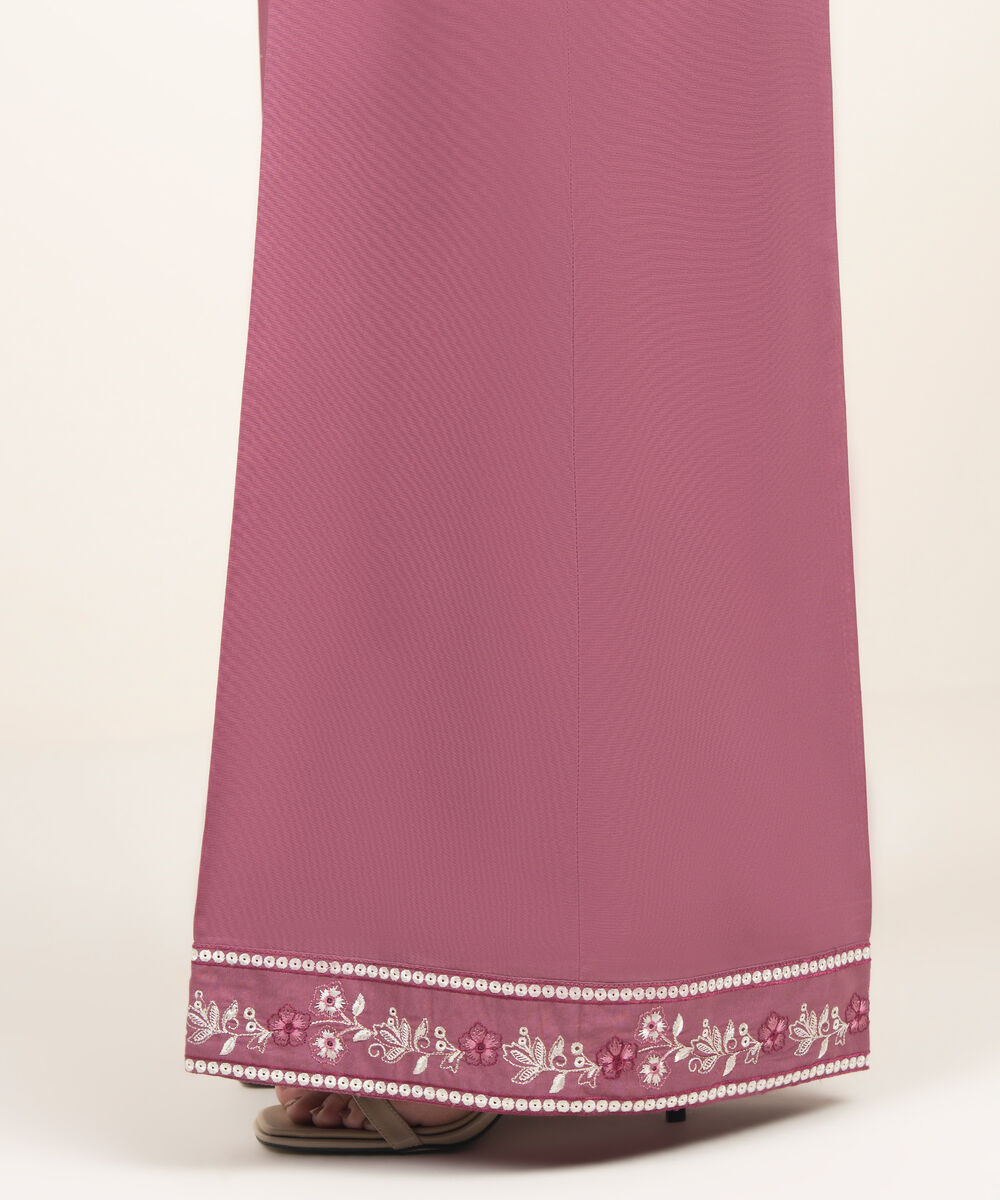 Women's RTW Cambric Embroidered Purple Flared Pants