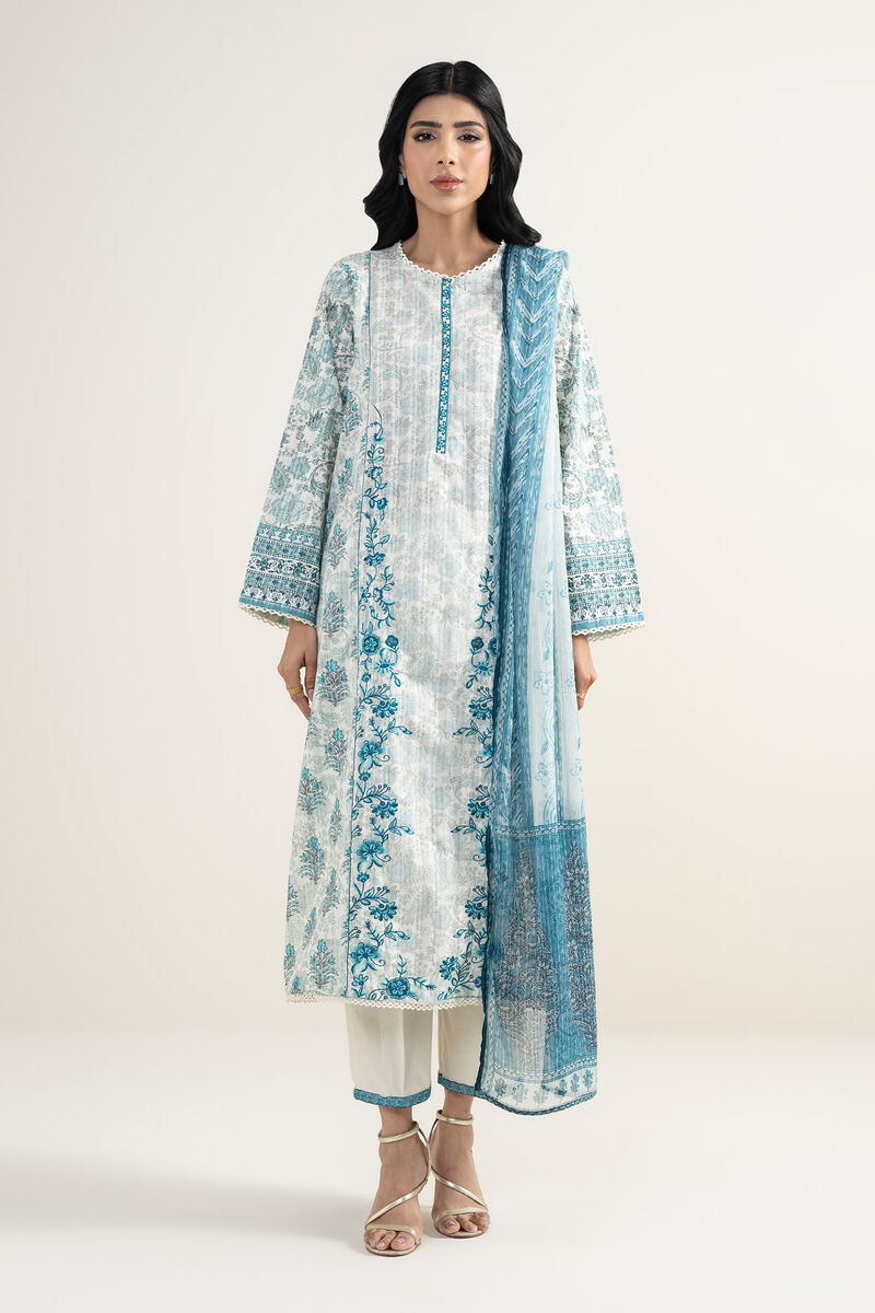 3 Piece - Embroidered Dobby Suit