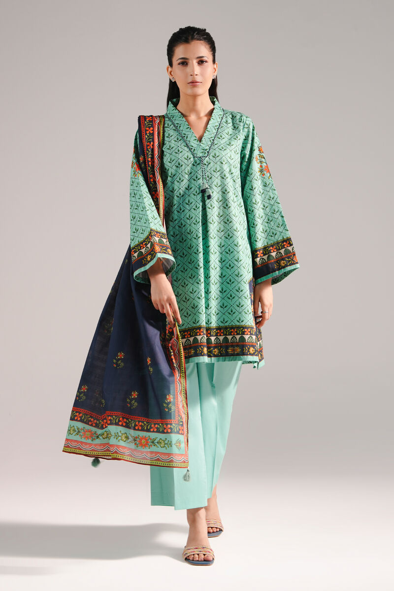 3 Piece - Printed Leno Kara Suit