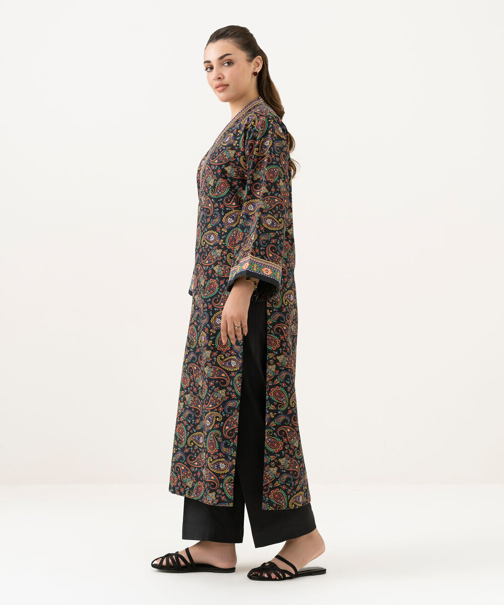 Women's Unstitched Cotton Printed Multi 2 Piece Suit