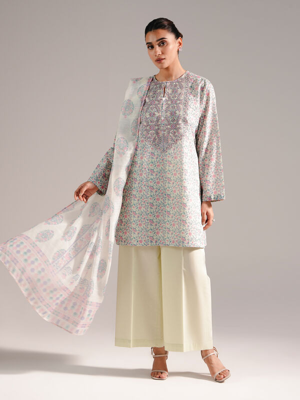 3 Piece - Embroidered Zari Lawn Suit