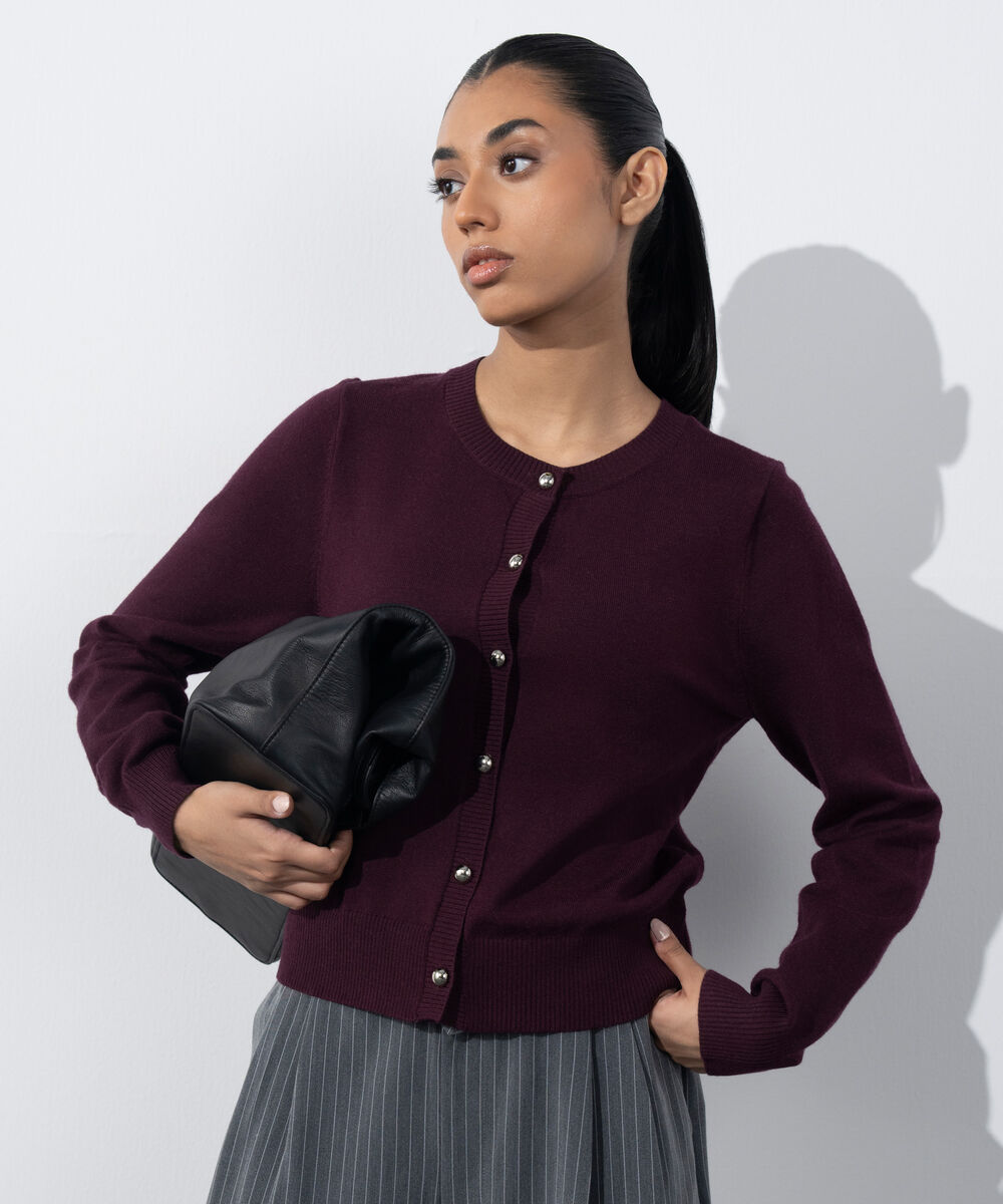 Women's Western Wear Merlot Regular-Fit Knit Cardigan