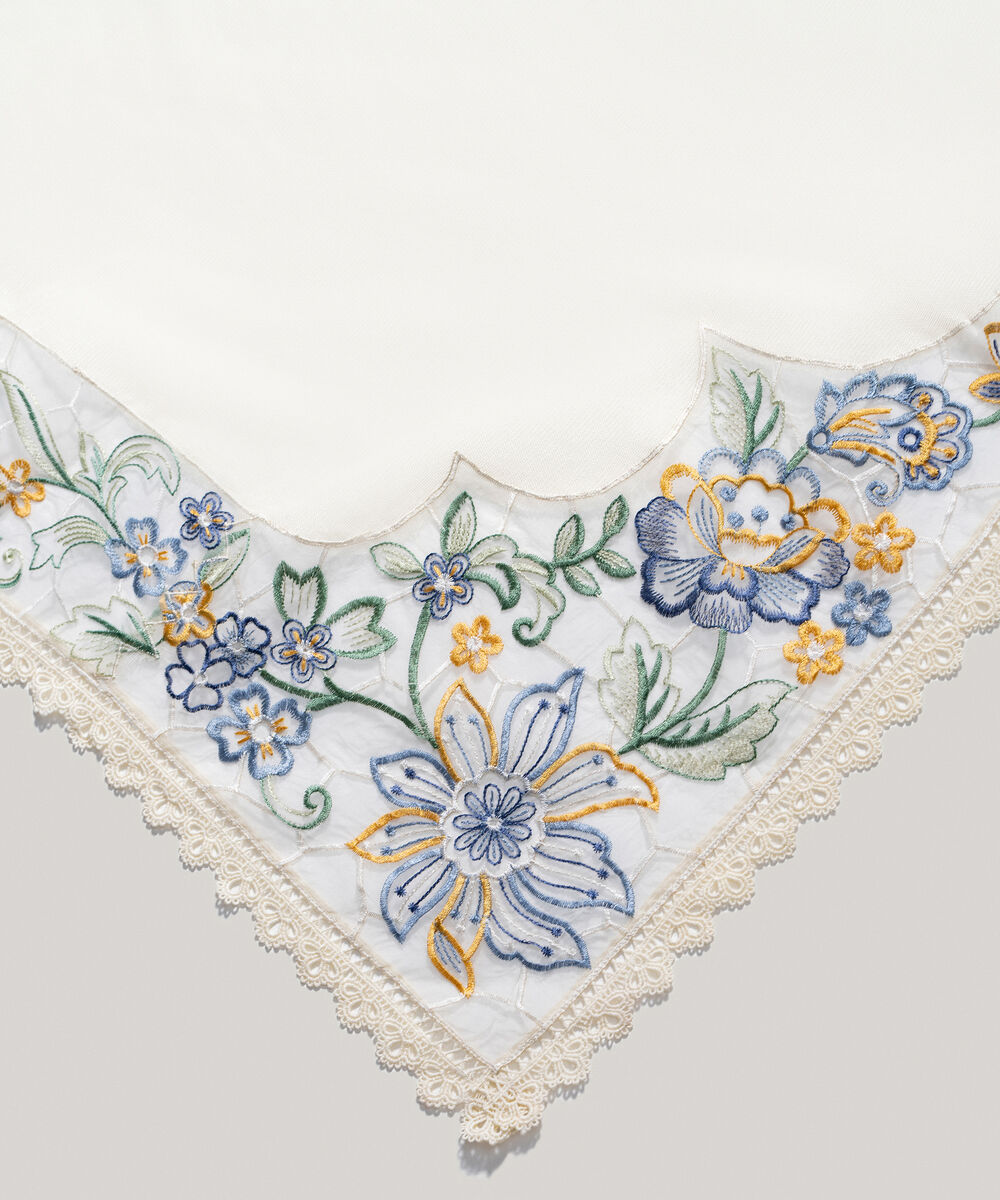 Khaddi Net Embroidered Off White Dupatta