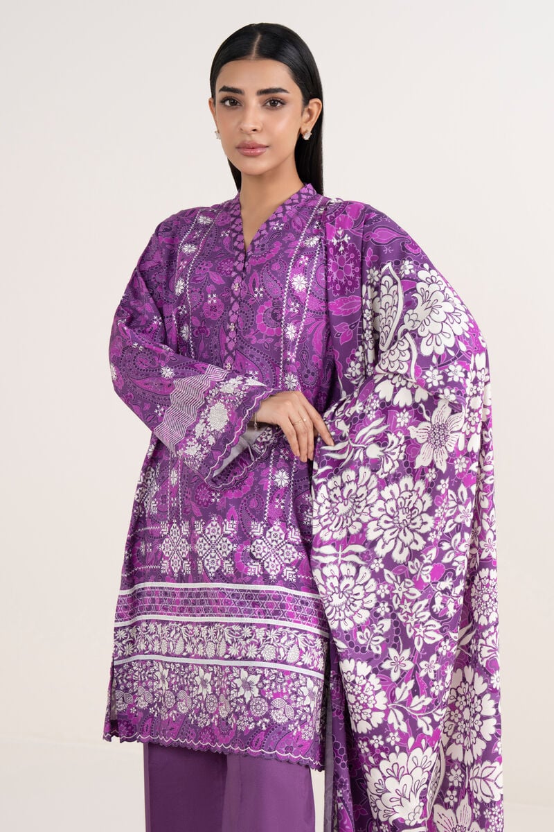 3 Piece - Printed Linen Suit