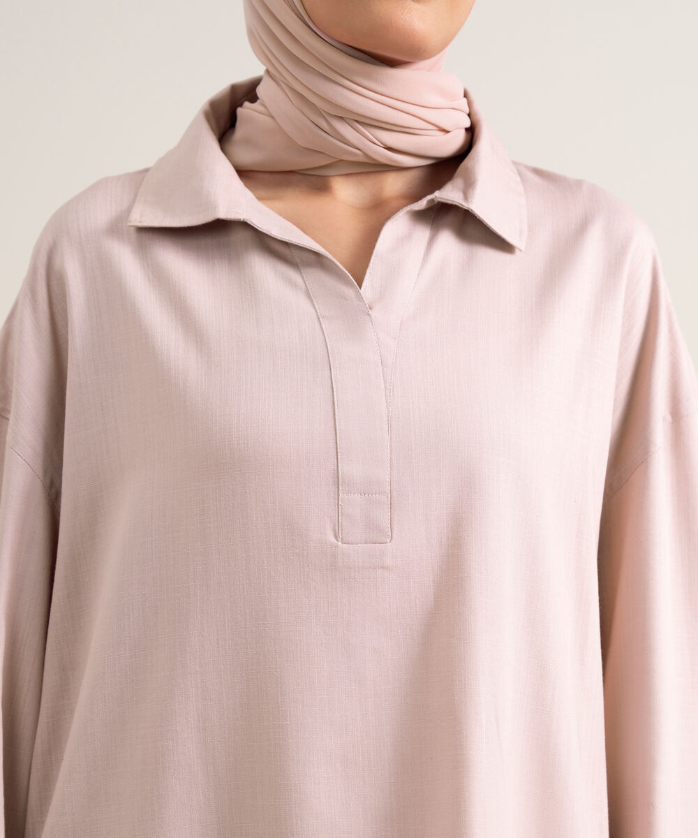 Women's Dusty Pink Loose Fit Tunic Top