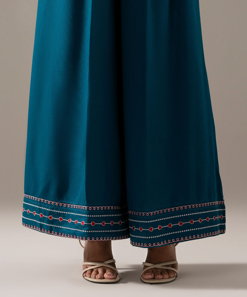 Women's RTW Bedford Solid Teal Flared Pants