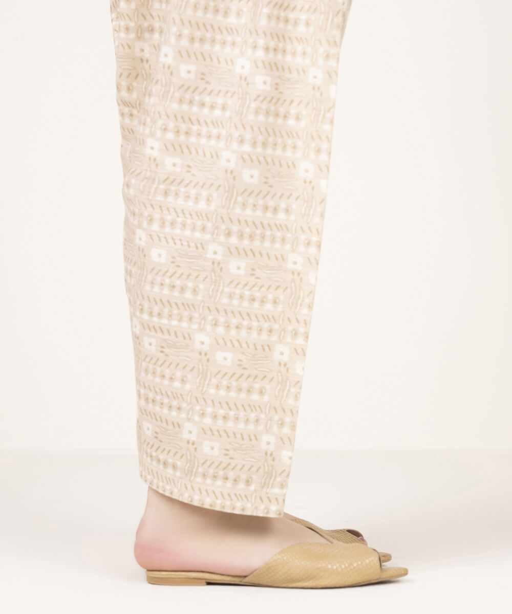 Women's RTW Khaddar Printed Beige Shalwar