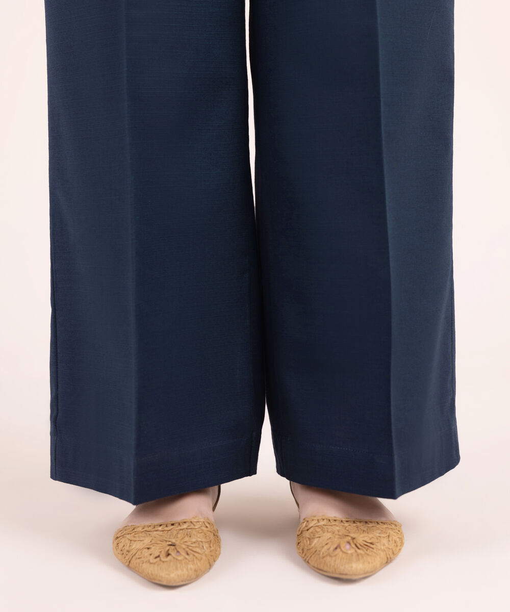 Women's RTW Khaddar Solid Blue Culottes