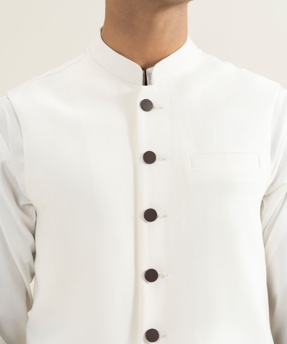 Men's off white Premium Wash & Wear Waistcoat